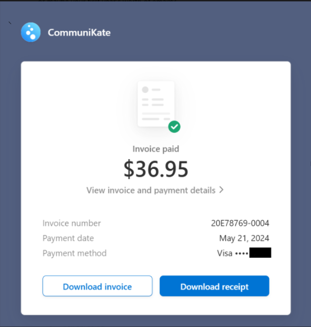 Download invoice or receipt